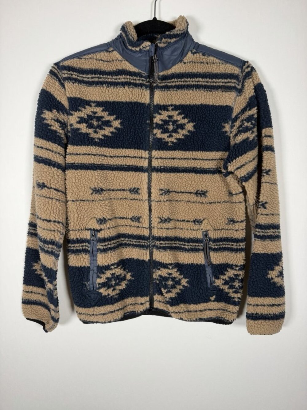 STS Ranchwear The Sequoia tan blue aztec southwestern sherpa fleece jacket XS